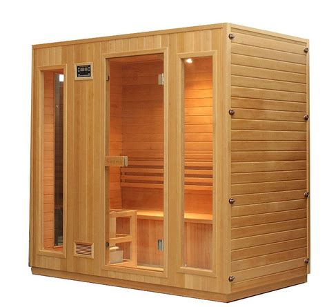 Aleko Sti6espoo 6 Person Canadian Hemlock Wood Indoor Wet Dry Sauna