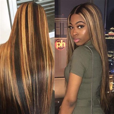 Highlight Straight Human Hair Full Lace Wig For Black ...