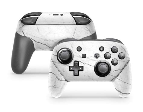 White Marble Nintendo Switch Pro Controller Skin Stickybunny