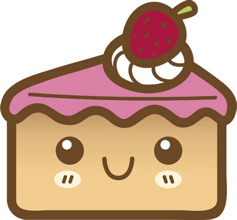 Cute Happy Kawaii Dessert Food Cartoon Emoji Cheesecake Vinyl Decal