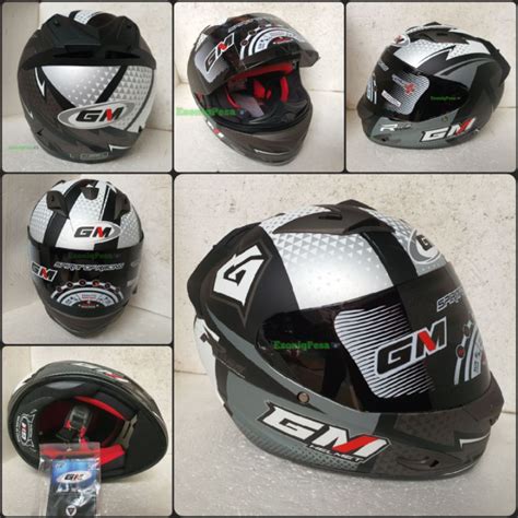 Jual Helm Gm Race Pro Motif Zr Black Red Shopee Indonesia