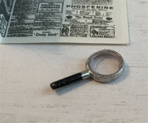 Miniature Magnifying Glass And Newspaper Dollhouse Miniature 112