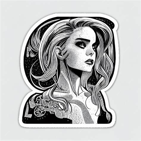 Premium Ai Image A Black And White Drawing Of A Woman With Long Hair