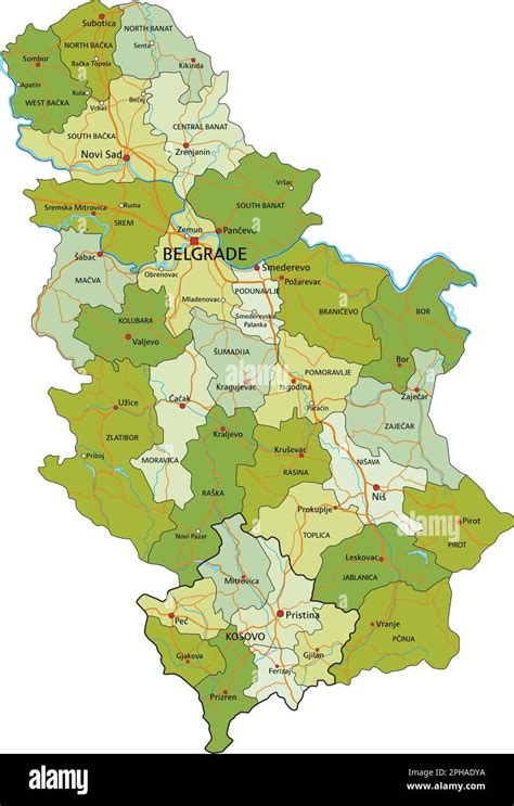 Highly Detailed Editable Political Map With Separated Layers Serbia