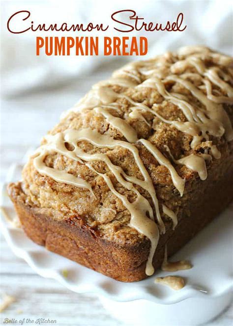 Pumpkin bread recipes you can frost it, fill it with chocolate chips, or top it with streusel, but no matter which way you make it, pumpkin bread is one of our favorite fall treats. Cinnamon Streusel Pumpkin Bread with Maple Glaze - Belle ...