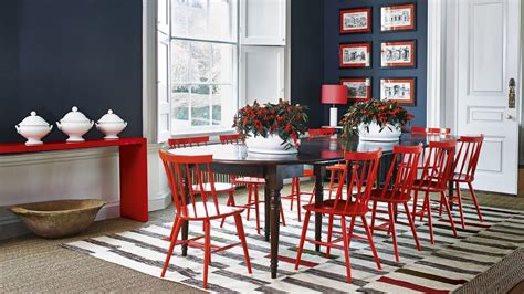Monochrome Modern Dining Room With Red Dining Chairs The Room Edit