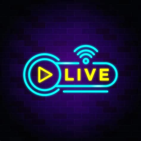 Premium Vector Live Broadcast Neon Signs Style Text