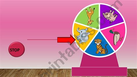 Esl English Powerpoints Animals And Adjectives Spinning Wheel