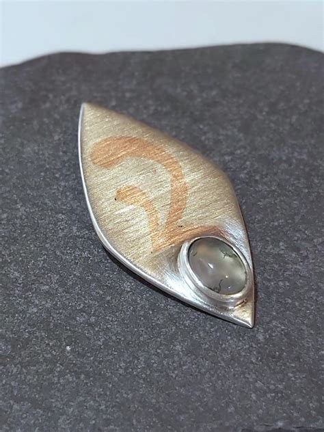 Sterling Silver Moss Agate Pendant with Copper Inlay