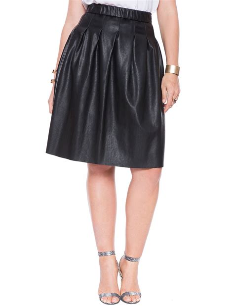 Faux Leather Skater Skirt Womens Plus Size Skirts Eloquii