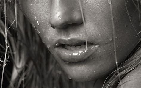 Close Up Wet Lips Grayscale Monochrome Macro Noses Faces Juliane Raschke Wallpapers Hd