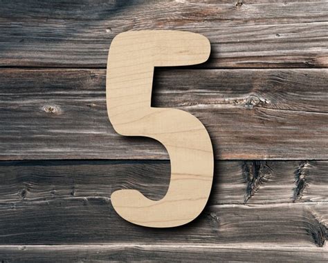 Number 5 Wood Cutout Wooden Craft Shape Home Decor Laser Etsy