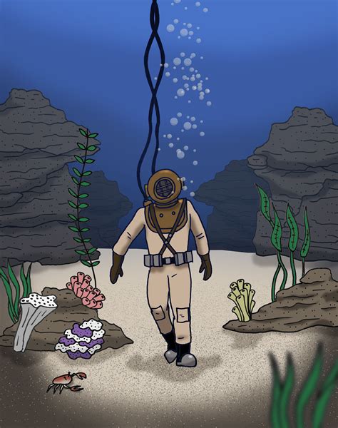 Deep Sea Diver Cartoon Historical Figures Character
