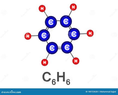 Desenho Plano Vetorial Do Benzeno Fórmula Molecular C6h6 Seis átomos De
