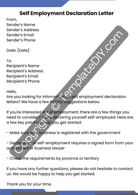 Self Employment Declaration Letter Template In Pdf Word