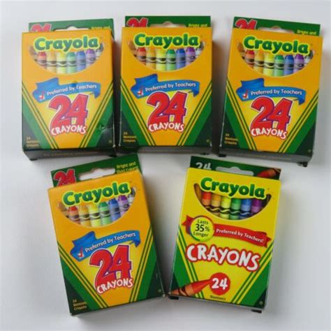New Lot Of 5 Crayola Crayon Boxes 24 Crayons Per Box Ebay