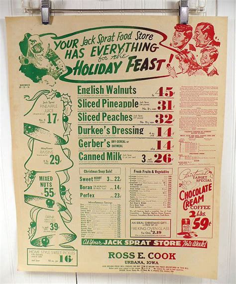 Vintage Grocery Store Poster 1940s Jack Sprat Food Stores Etsy