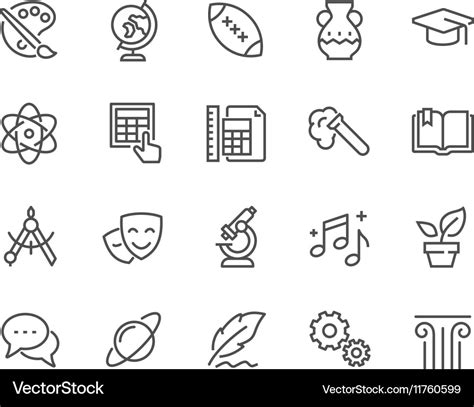 Line School Subjects Icons Royalty Free Vector Image