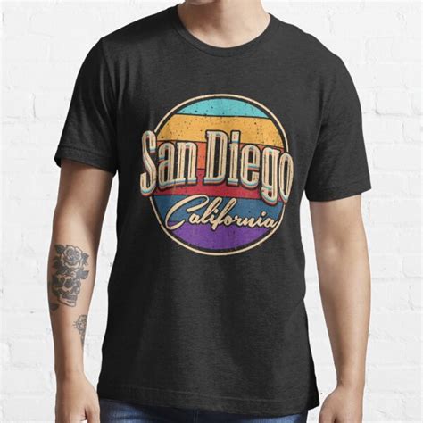 San Diego California Typographic Multicolor Circle Design T Shirt