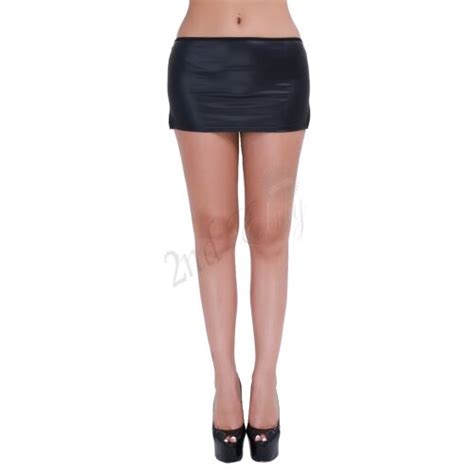 sexy women wet look leather micro mini skirt see through lingerie fancy costume ebay