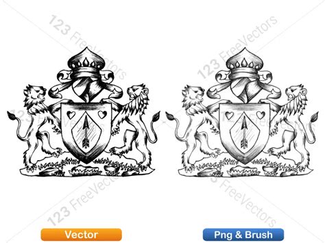 Hand Drawn Sketch Heraldic Coat Of Arms Vector And Brush Pack How