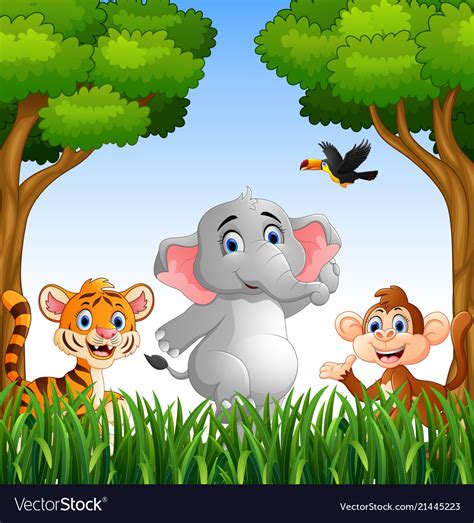 Cartoon Animals In Jungle Royalty Free Vector Image