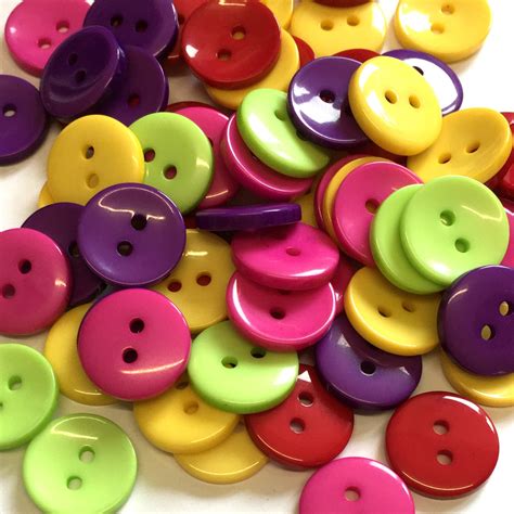 20 Mixed Colour Buttons Assorted Shiny Buttons Resin Etsy
