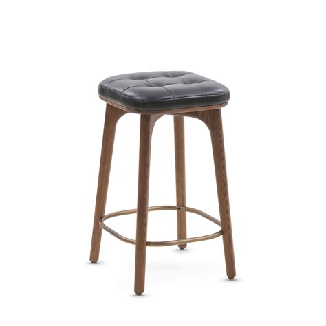 Vintage small foot stool bench ~ wood base red leather top. Utility Bar Stool // Black Leather (Small) - Stellar Works ...