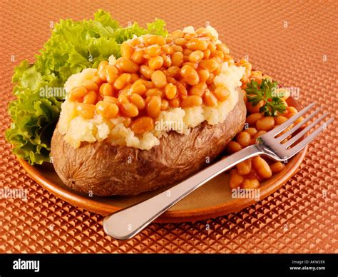 Baked Potato With Baked Beans Stock Photo Alamy