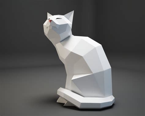 Papercraft Cat Paper Craft 3d Model Kitten Pdf Template Etsy Canada