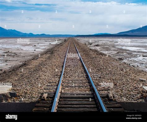 An Abandoned Railway Line At The Salar De Uyuni Uyuni Bolivia Stock