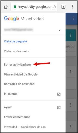 Cómo borrar el historial de búsqueda de Google en celular Android