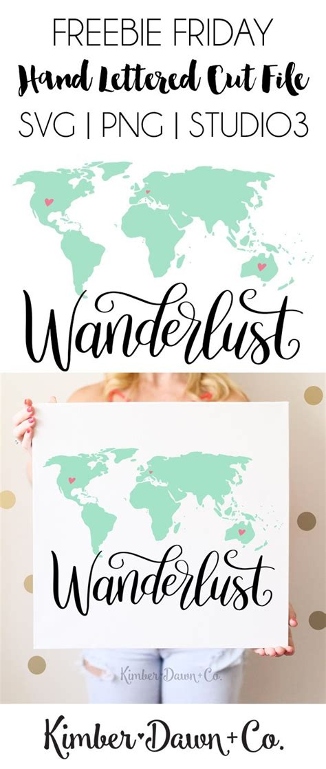 Hand Lettered Wanderlust World Map Free Svg Cut File