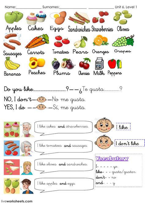 Learn how to say food. Unit 6 Food - Interactive worksheet