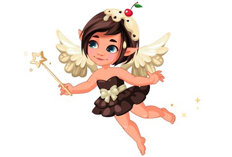Cute Little Chocolate Vanila Fairy With Cherry On Head