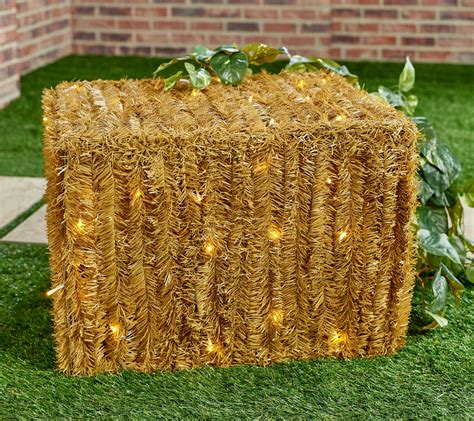 Hay And Harvest Illuminated Collapsible Large Faux Hay Bale