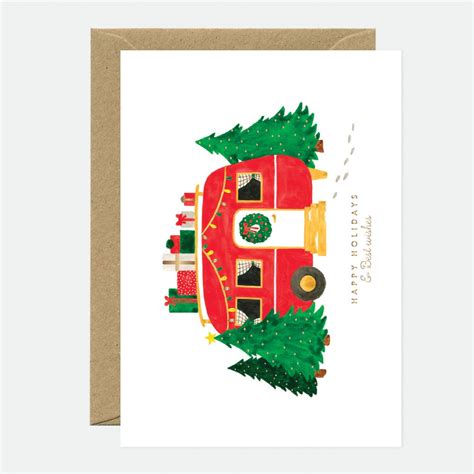 Xmas Caravan Christmas Greeting Card Gold Foil All The Ways To Say