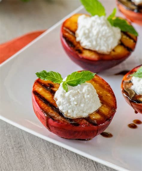 Grilled Peaches With Ricotta And Balsamic Galbani Cheese Authentic Italian Cheese