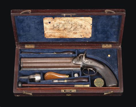 A Cased 16 Bore Over And Under Percussion Howdah Pistol By Te