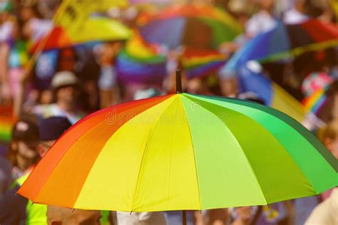 Rainbow Umbrella In The City Lgbt Pride Stock Image Image Of
