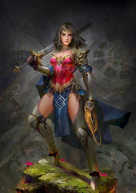 Warrior Wonder Woman Fantasy Art Sword Wallpapers Hd Desktop And My