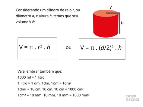 Realizar Cálculos Práticos Com Volume E Capacidade Do Cilindro Reto