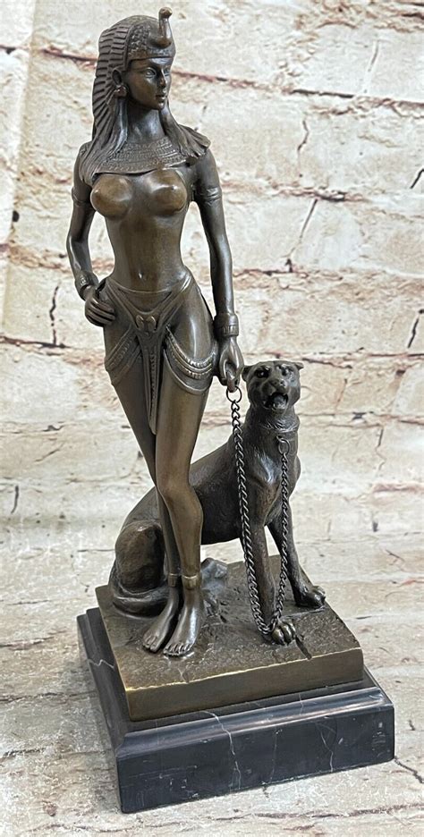 egypt nude naked queen cleopatra big cat bronze copper art sculpture figurine ebay