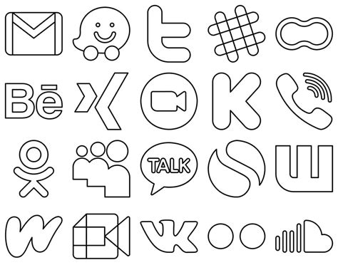 Premium And Professional Black Outline Social Media Icons Such As