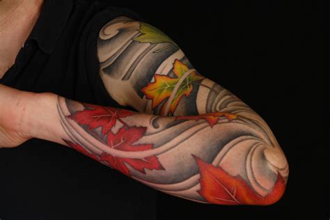 Maple Leaves Full Sleeve Tattoo Tattoomagz › Tattoo Designs Ink Works Body Arts Gallery