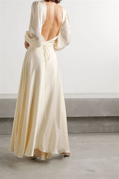 ORSEUND IRIS Night Out Cutout Ruched Satin Wrap Maxi Dress - We Select ...
