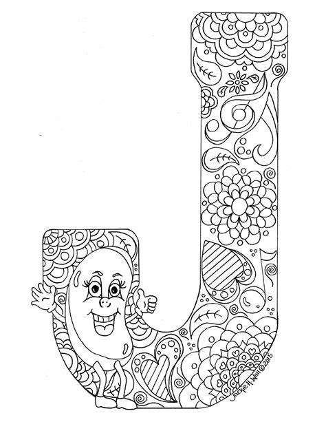 Detailed Coloring Pages For Adults Letter J Coloring Pages