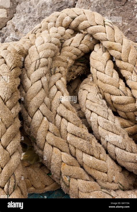 Close Up Of Worn Vintage Marine Ropes Stock Photo Alamy