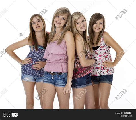 Four Teenage Girls Image And Photo Free Trial Bigstock