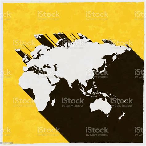 Ilustración De Mapa De Europa Asia África Oceanía Con Una Larga Sombra